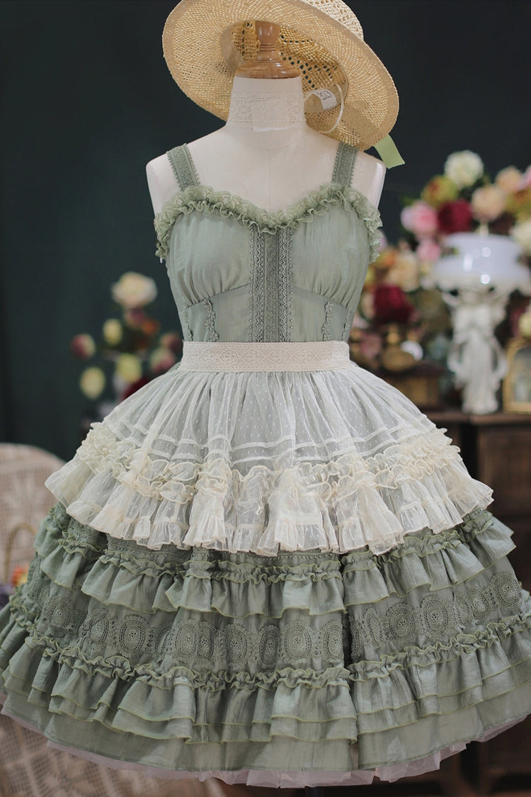 Elegant French Ruffle Sweet Lolita Tiered JSK Dress - Dream Bouquet
