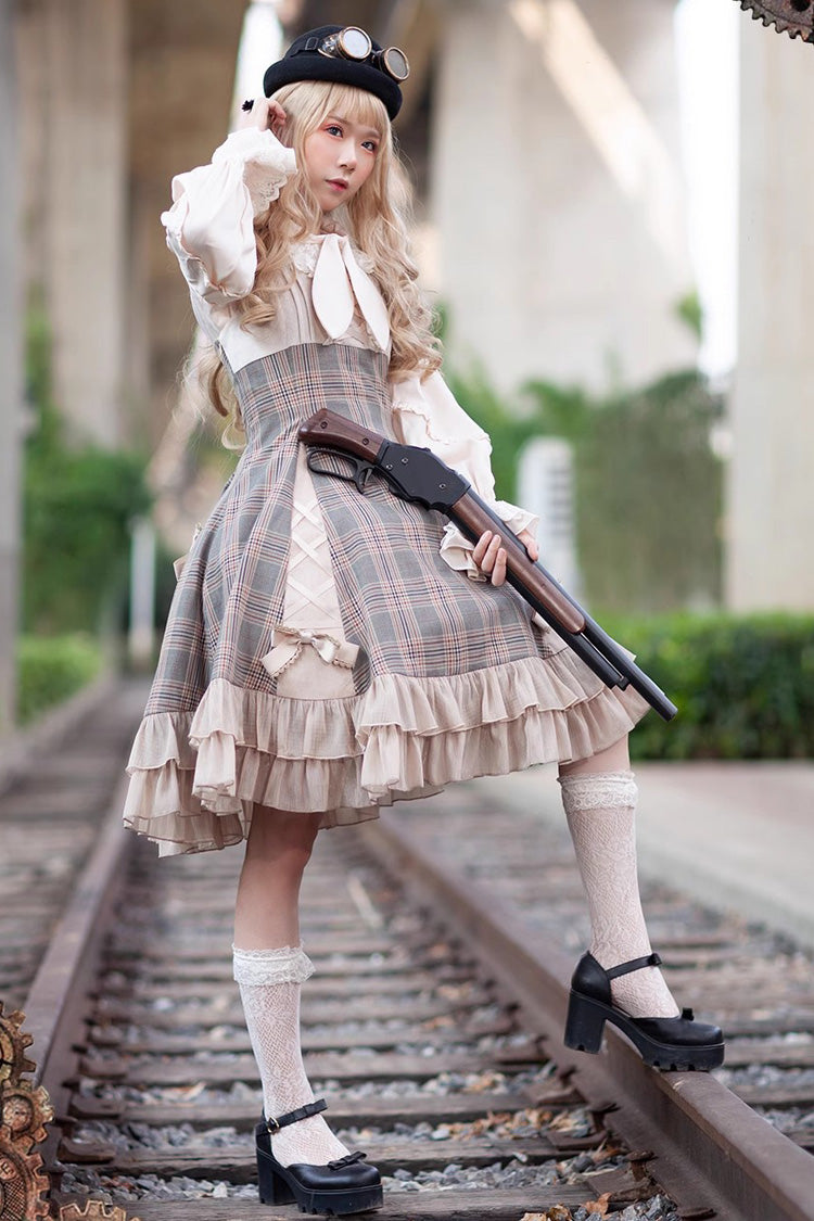 Multi-Color Classic Lolita Dress with Bowknot and Ruffled Sleeveless