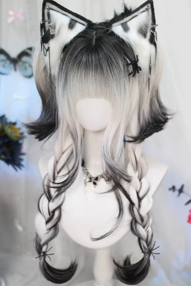 Monochrome Ombre Wavy Lolita Wig with Air Bangs