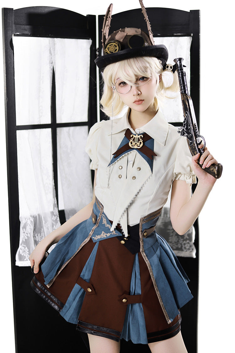 Fairy Town Train Conductor British Academic Embroidered Punk Lolita Skirt Set