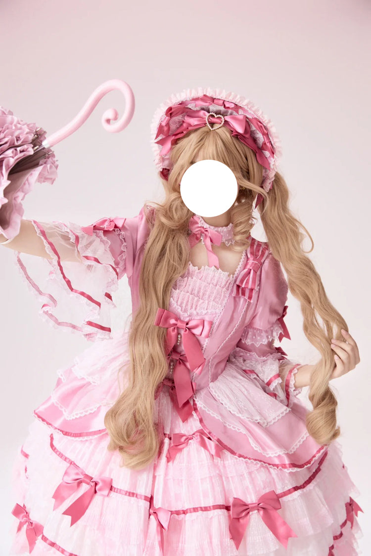 Velvet Cake Lolita Dress with Trumpet Sleeves & Lace Trim