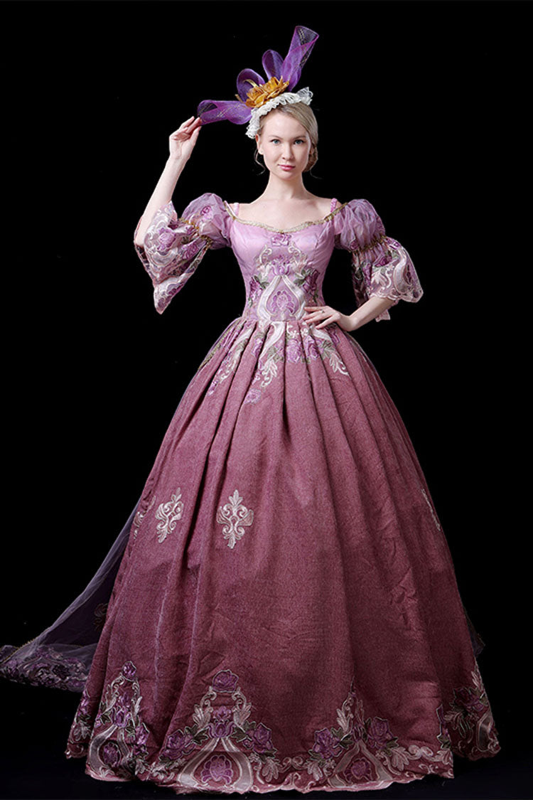 Hollow Embroidery Victorian Dress - High Waisted Half Sleeves