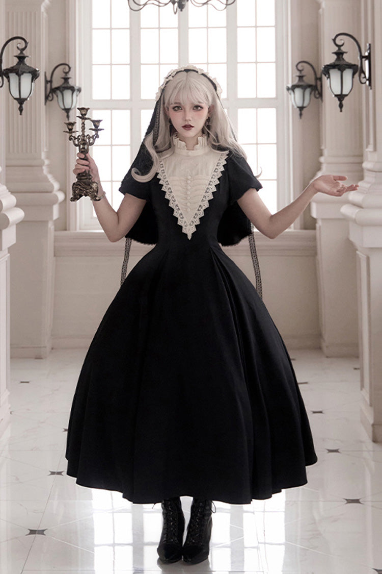 Nun Long Sleeves Ruffle Gothic Lolita Long Dress