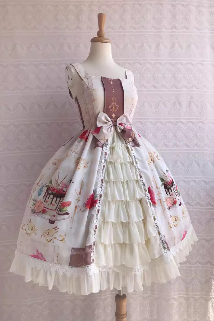 Dessert Print Ruffle Cardigan JSK Dress - Summer Cool - Three Colors