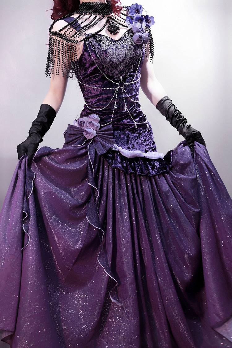 Purple Embroidery Lace Vintage Elegant Lolita JSK Dress
