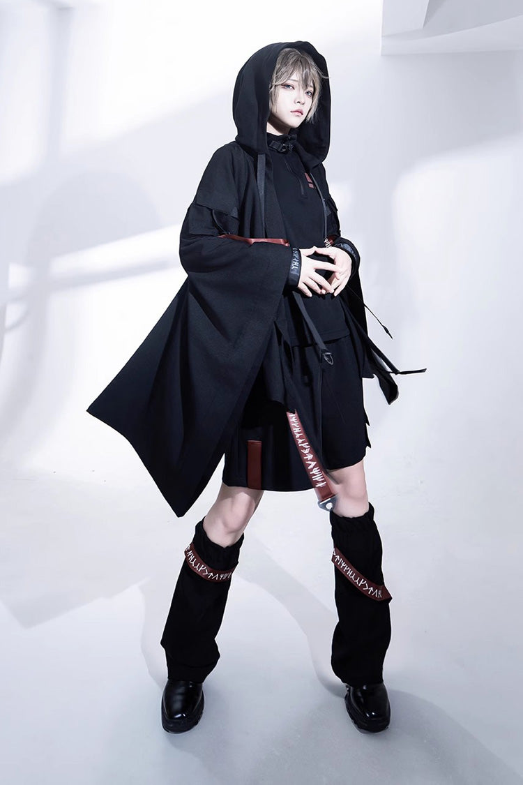 Gothic Hooded Cardigan with Blade Accents