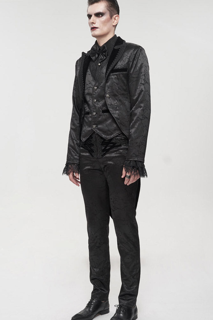 Gothic Bright Print Swallowtail Embellished Men's Coat