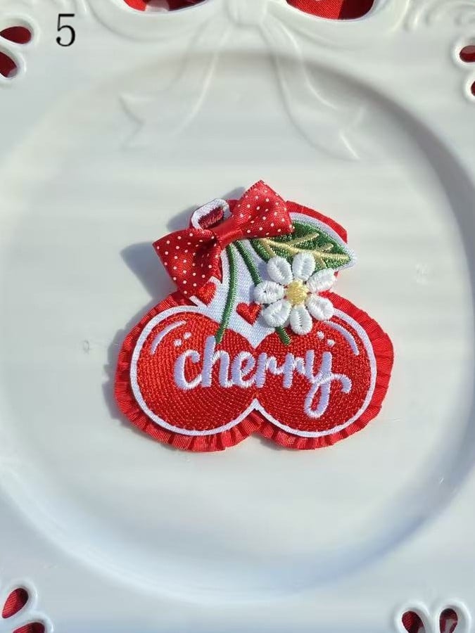 Decorated Cherry/Strawberry/Cake Brooch/Hairclip Options Bowknot 11