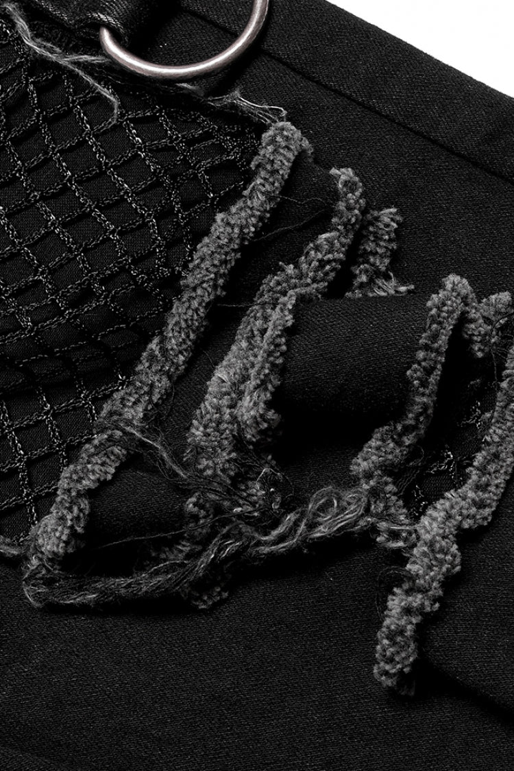Men's Punk Pants with Hollow Lace-Up Ripped Design