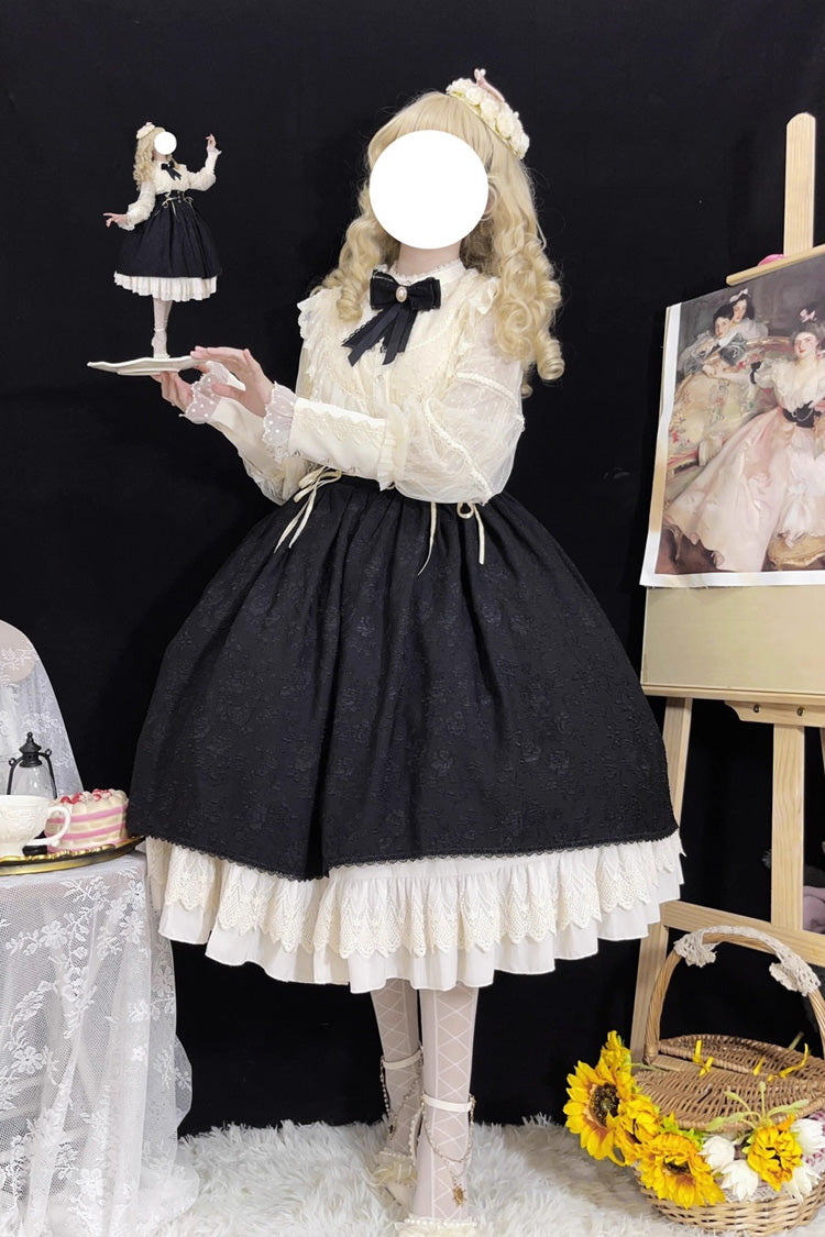 Black Heart of Rose High Waisted Ruffle Lace-Up Vintage Palace Skirt