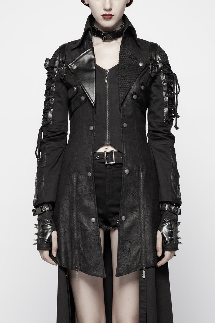 Steampunk Windbreaker with Metal Buckle and Zipper