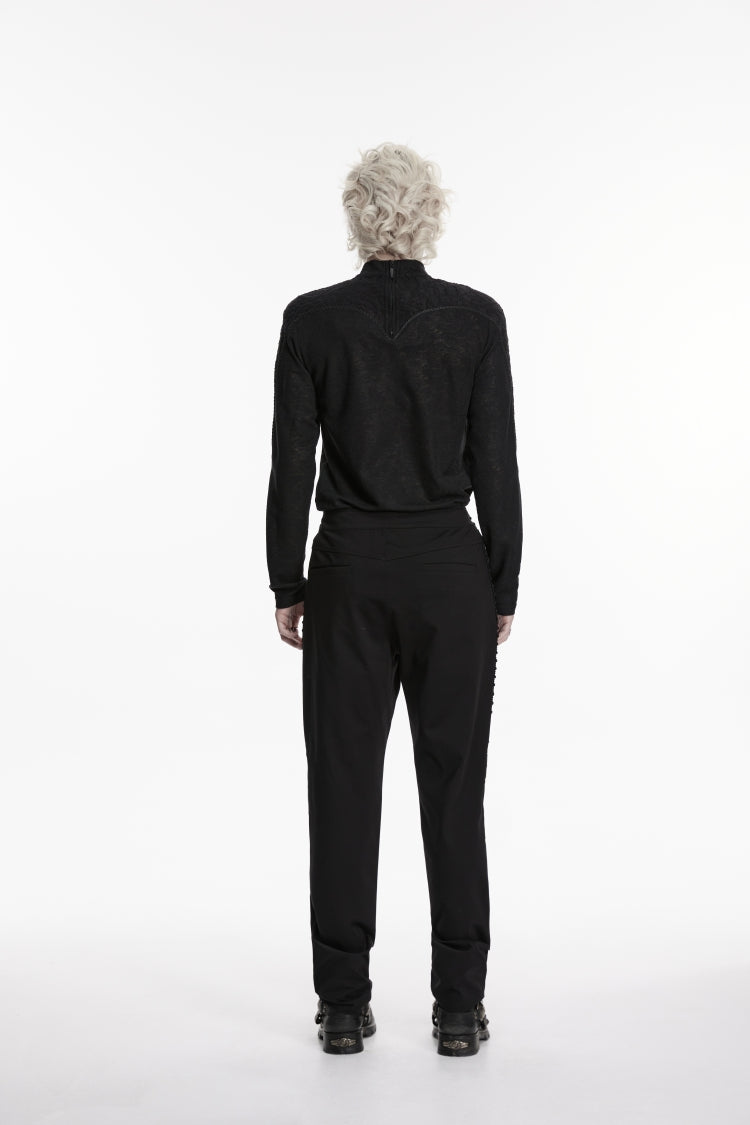 Noir Gothic Trousers with Lace-Up Sides