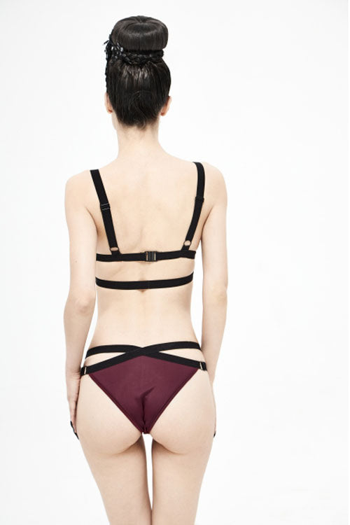 Red Lace Gothic Swimsuit Set