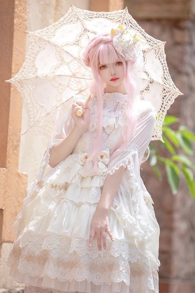 Undine's Tears Print Sleeveless Ruffled Bow Sweet JSK - 2 Hues