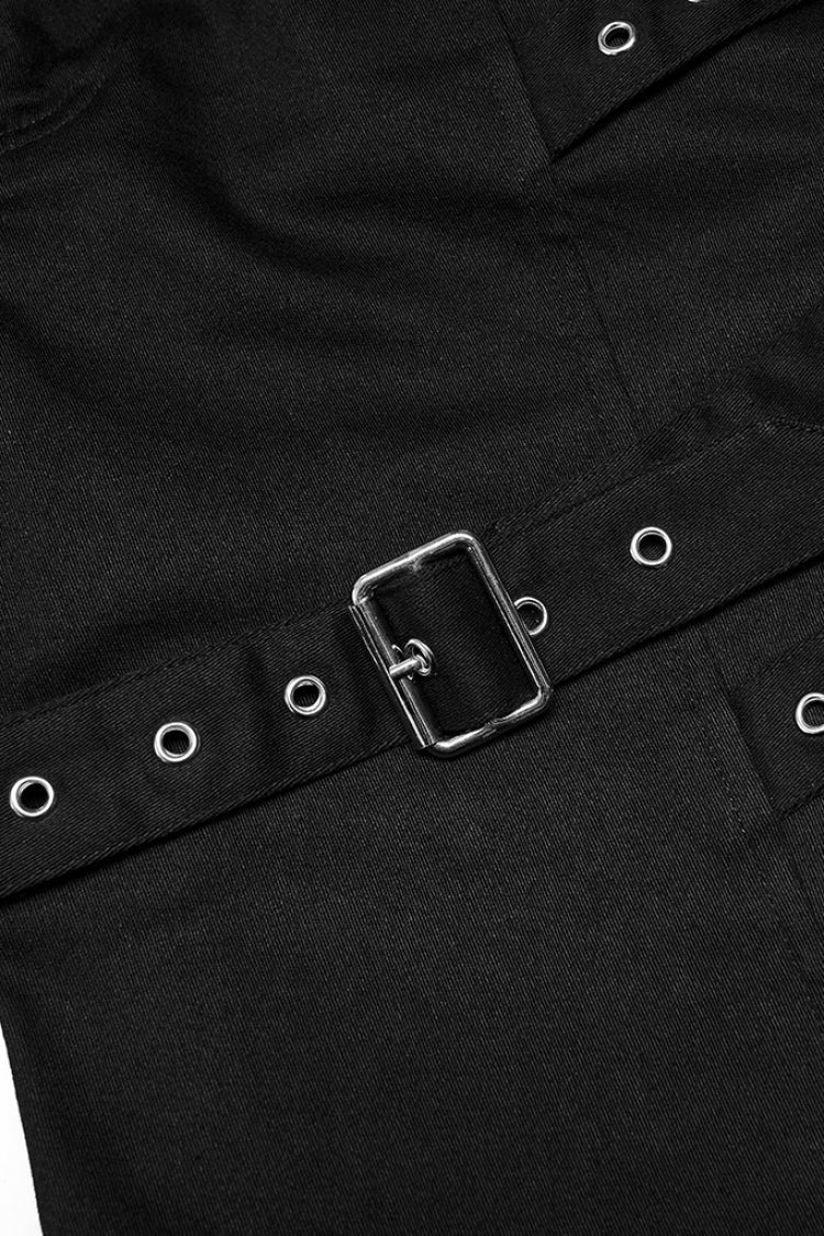 Detachable Belt Flared Leggings with Lace & Cutout Design for Steampunk Look