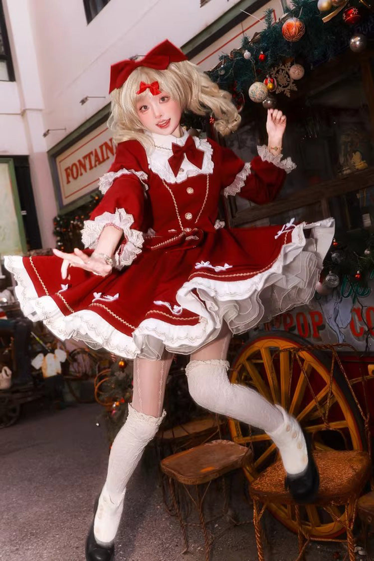 Long Sleeves Ruffled Bow Sweet Lolita Dress - Miss Flando of the New Year