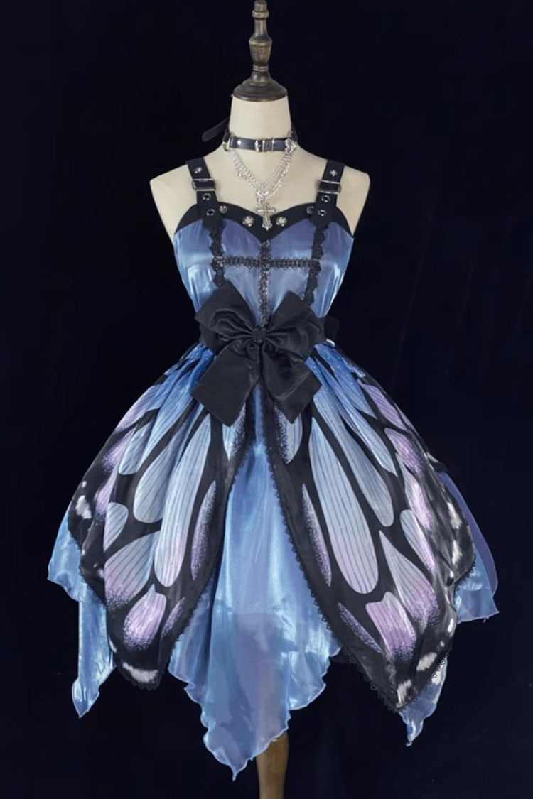 Bowknot Version Sleeveless Dress - Gothic Punk Print