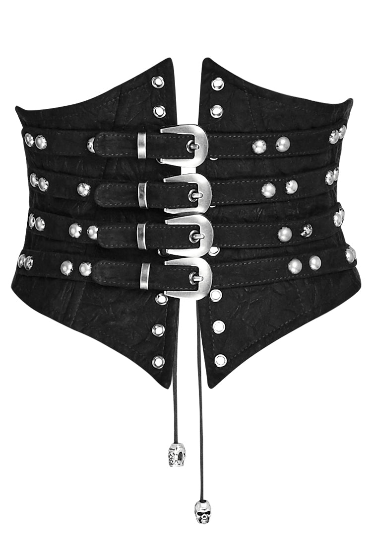 Black Nailhead Clasp Girdle Steampunk for Women