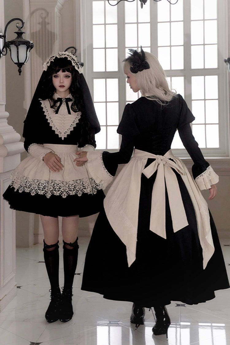 Black Gothic Long Sleeve Ruffled Nun Lolita Dress