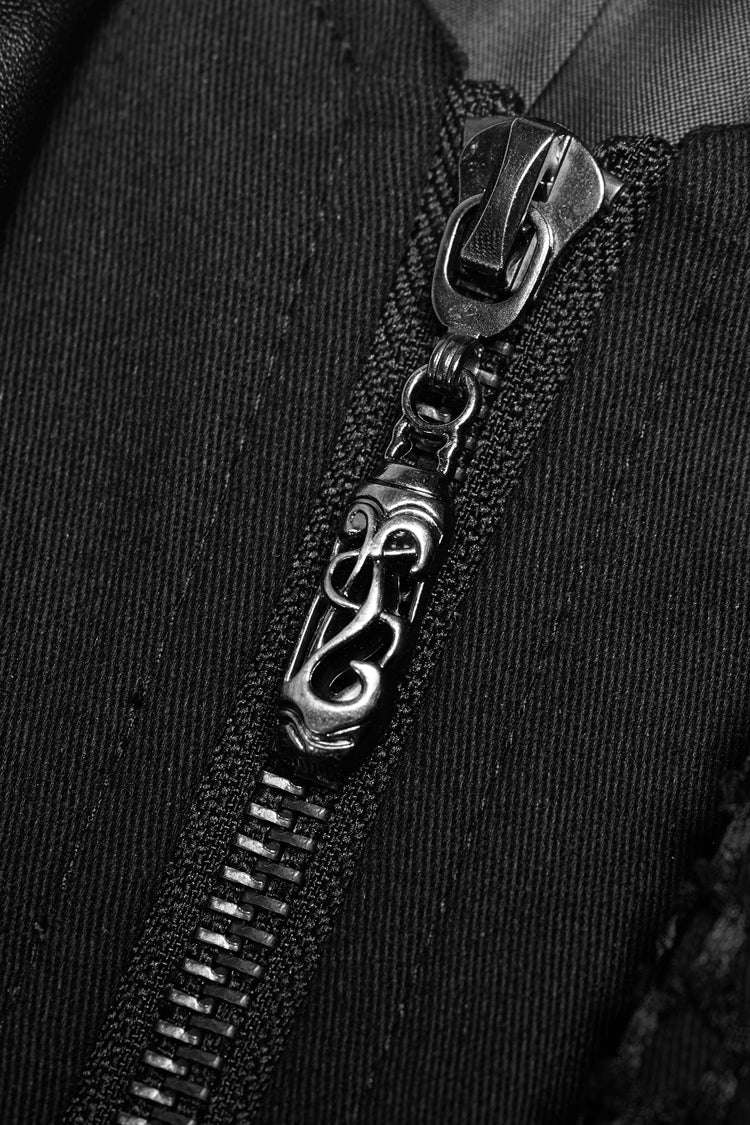 Men's Steampunk Windbreaker with Metal Buckle Trim