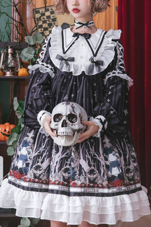 Round Collar Gothic OP Dress Long Sleeves