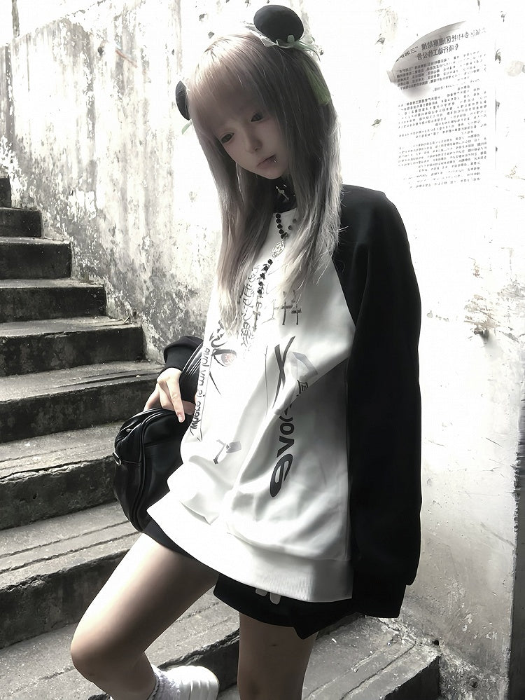 Black and White Colorblock Sweatshirt