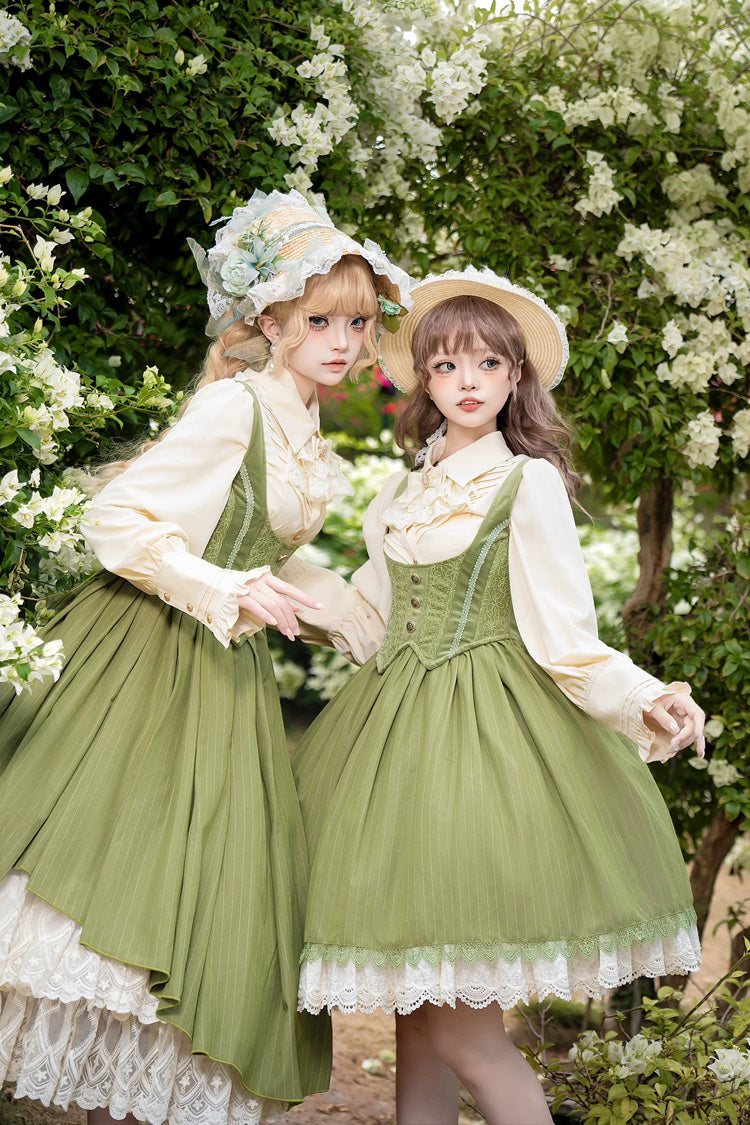 Dreamlike Realm Sleeveless Printed Ruffled Embroidered Corset Elegant Sweet Lolita JSK Dress
