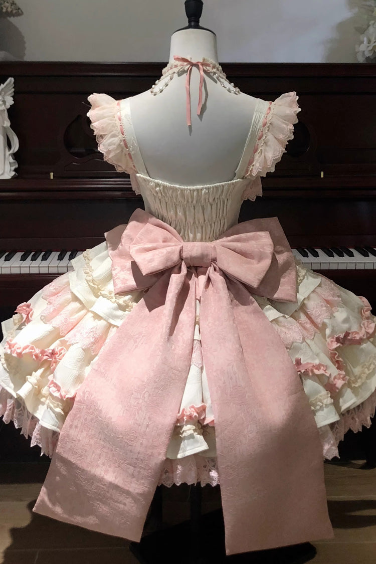 Floral Bell Dream Square Neckline Multi-Tier Ruffle Embroidered Bow Corset Lolita JSK Dress