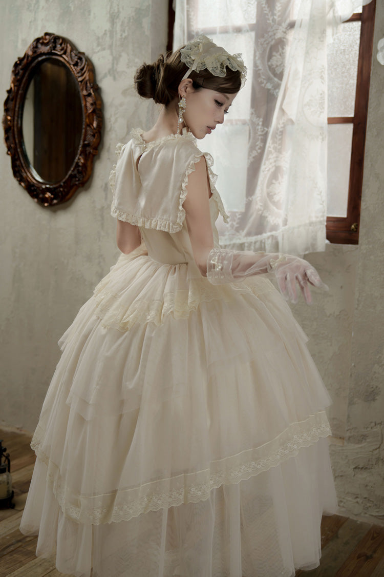 Triple-Layered Ruffled Bow Lace Sweet Elegant Lolita Dress - Dream by the Pillow