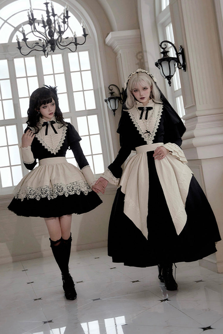 Black Gothic Short Sleeve Ruffled Nun Lolita Dress