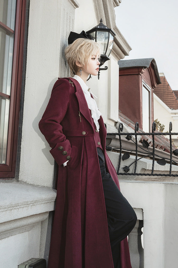 Crimson The Legend of Dracula Bat Collar Long Sleeve Prince Handsome Ouji Lolita Overcoat