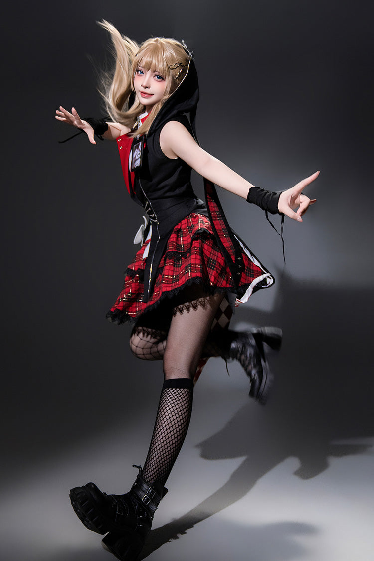 Rock Bunny Hooded Punk Skirt Set