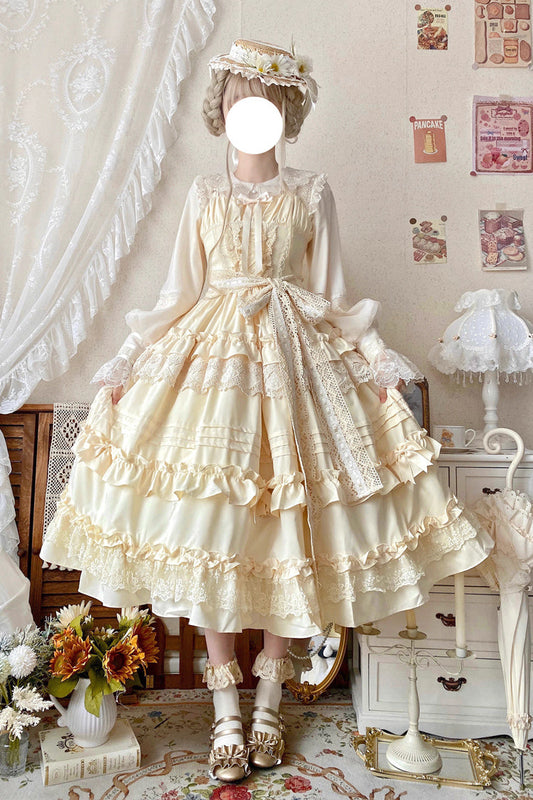 Lillian Ruffle Bow Lace Sweet Lolita Jsk Dress 4 Colors