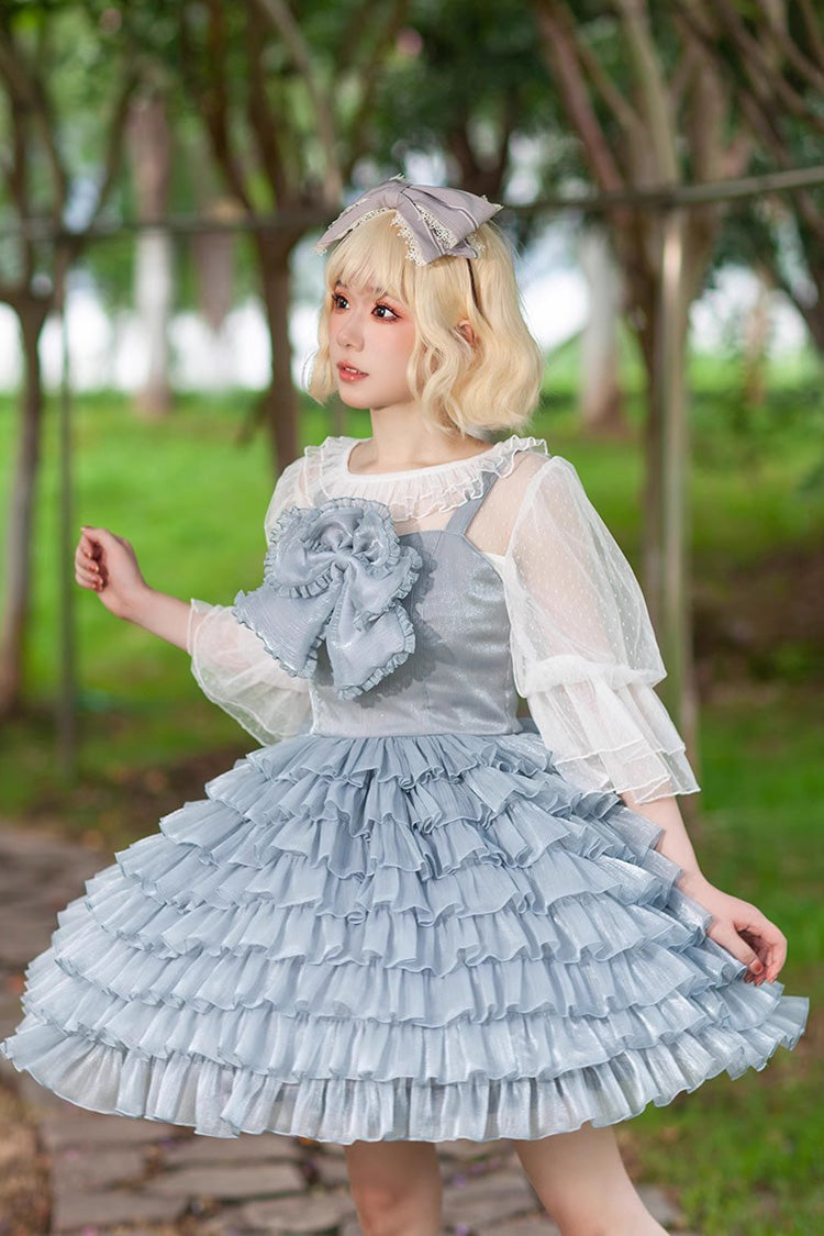 Plaid Print Ruffled Bow Sweet Tiered Dress - 3 Variants