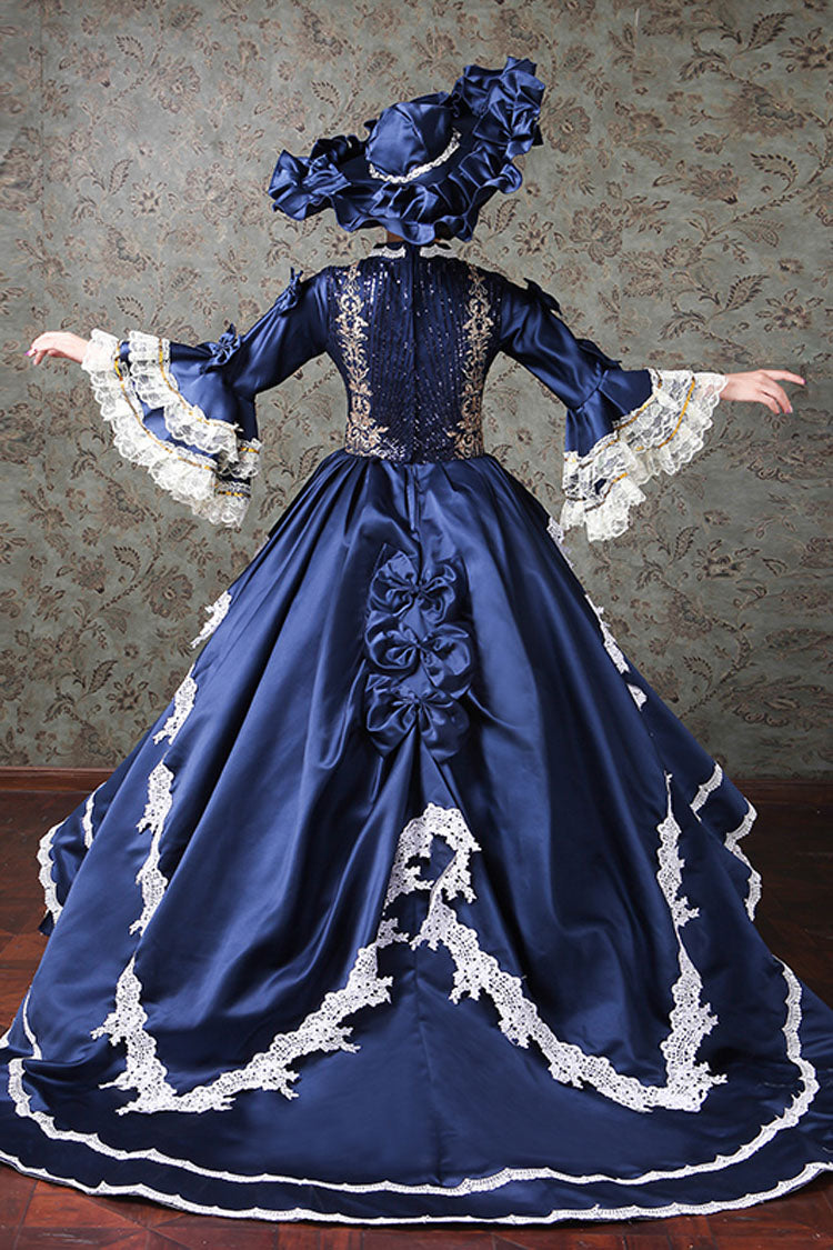 Lace Embroidery Victorian Gown - Multi-Layer Trumpet Sleeves