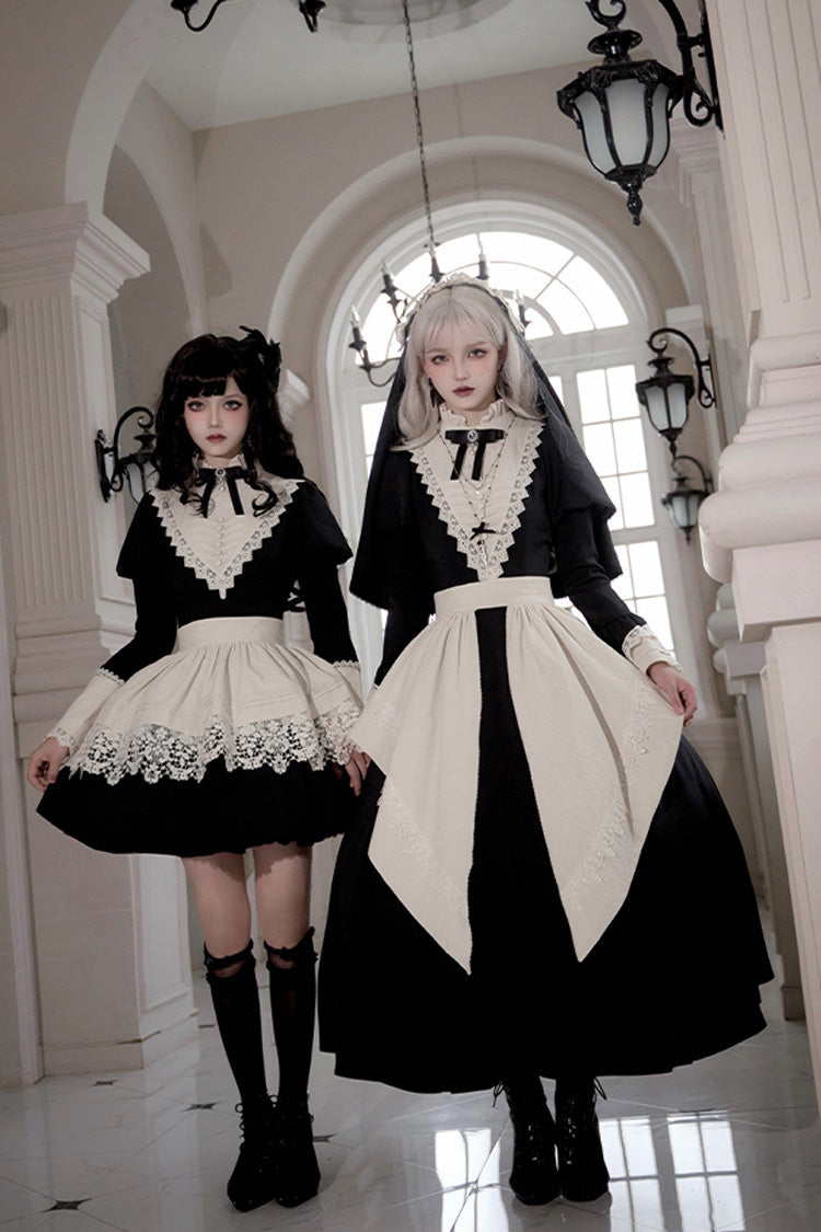 Black Gothic Short Sleeve Ruffled Nun Lolita Dress