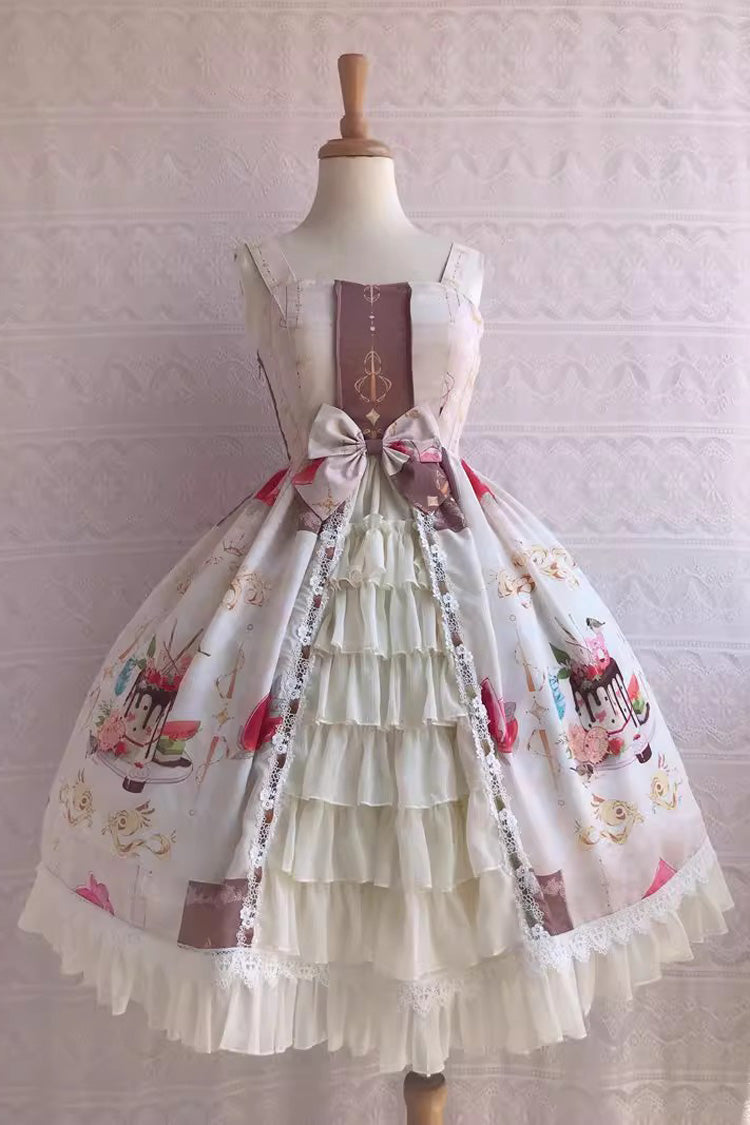 Dessert Print Ruffle Cardigan JSK Dress - Summer Cool - Three Colors