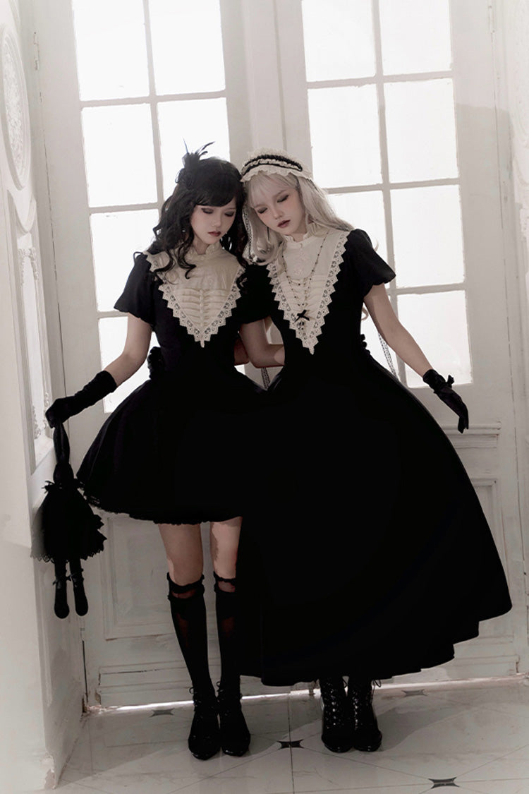 Black Gothic Short Sleeve Ruffled Nun Lolita Dress