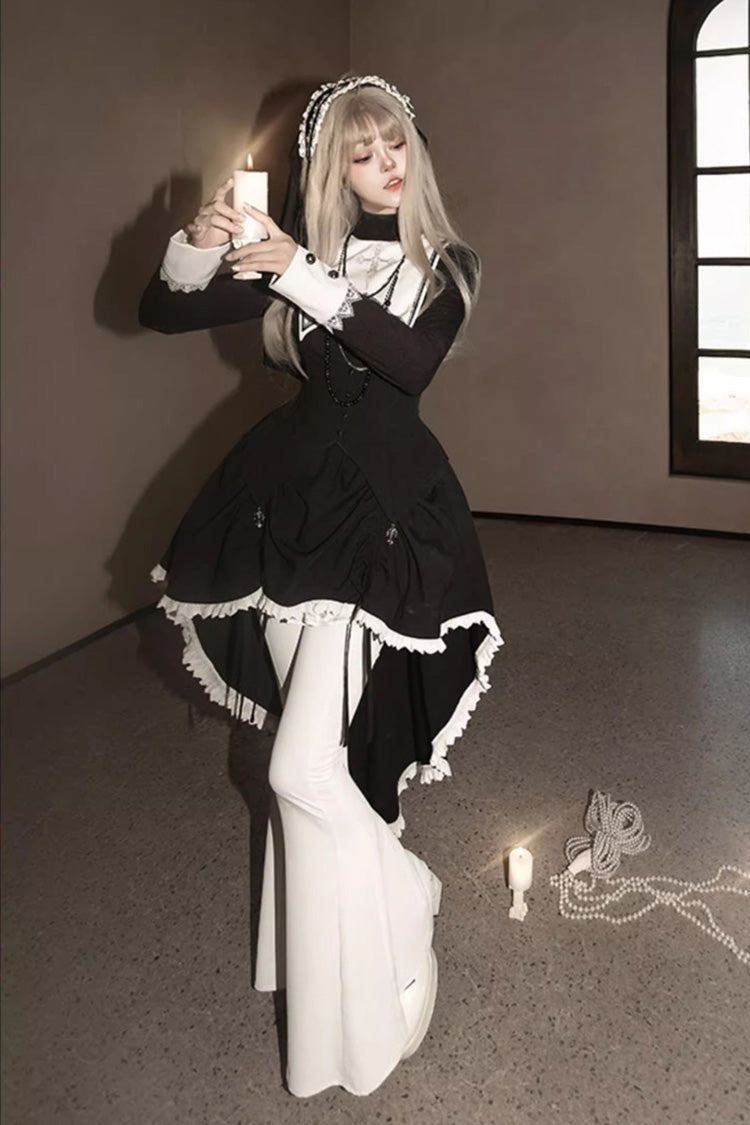 Peace Prayer Asymmetric Gothic Skirt Set