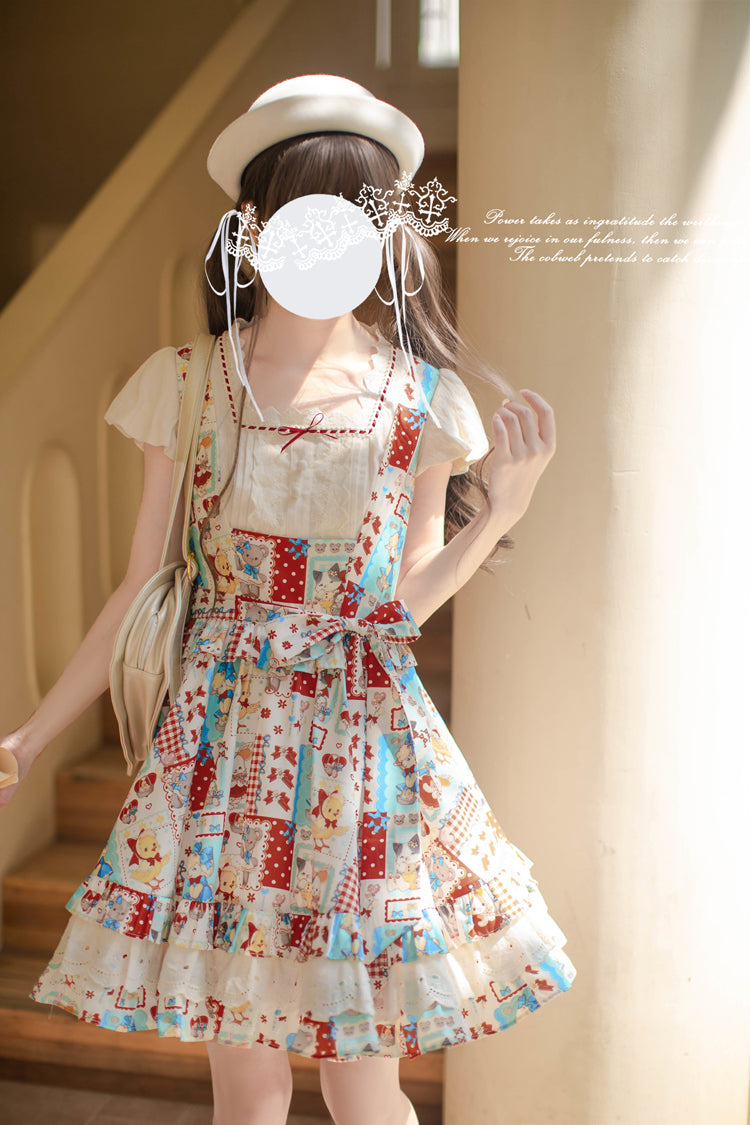 Vintage Lolita Jumper Dress with Layered Ruffles