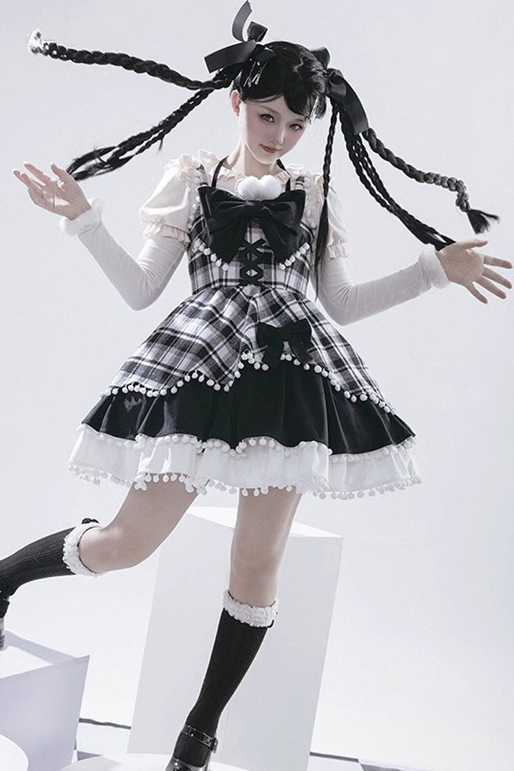 Autumn Winter Multi-Layer Ruffle JSK Dress with Bow