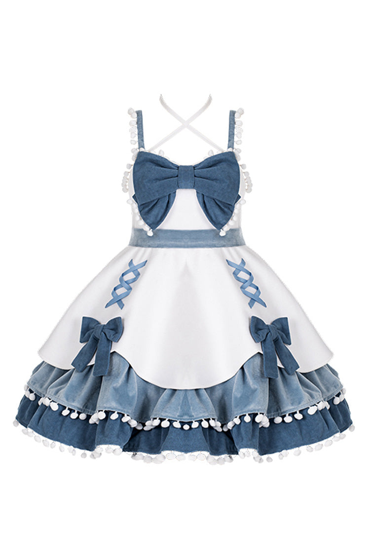 Bow-Trimmed Woolen Sweet JSK Dress with Confession Print - 5 Shades