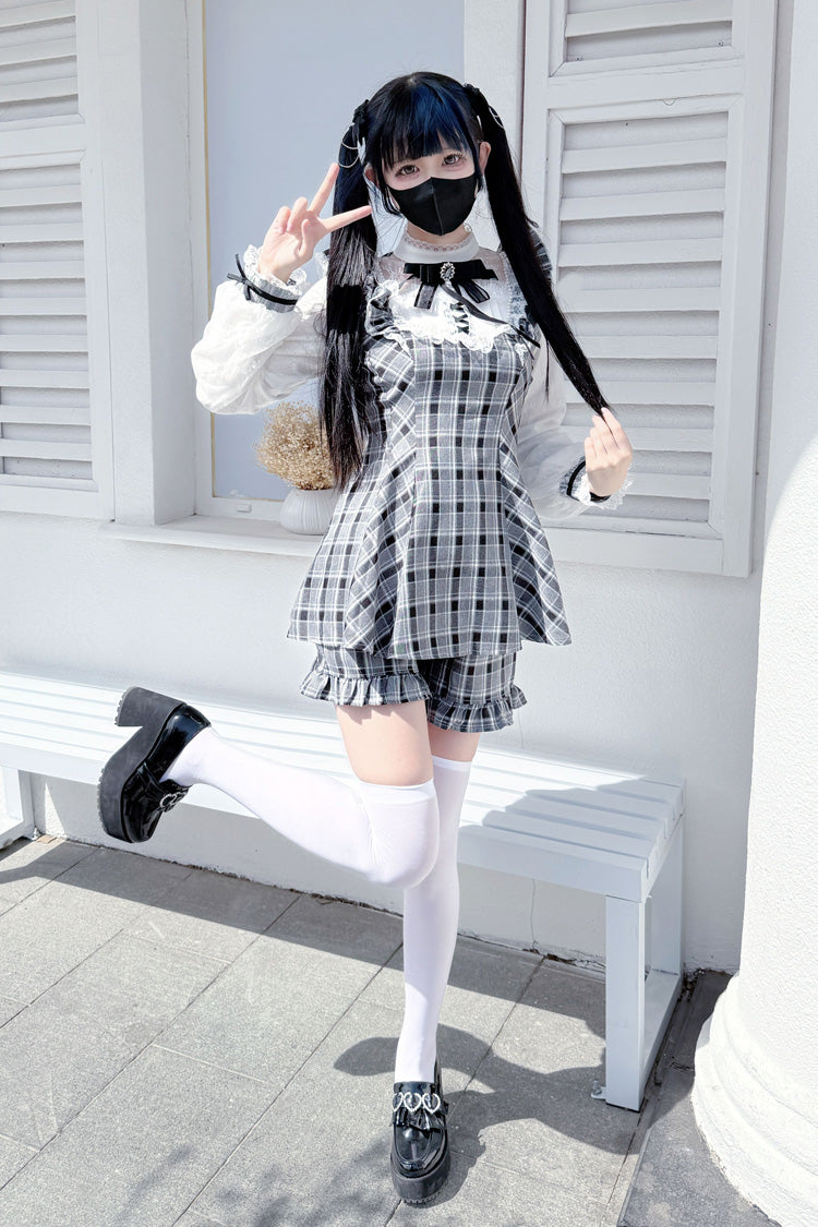 First Love Contract Bow-Trim Lace Gothic Streetwear Dress Ensemble with Four Variations