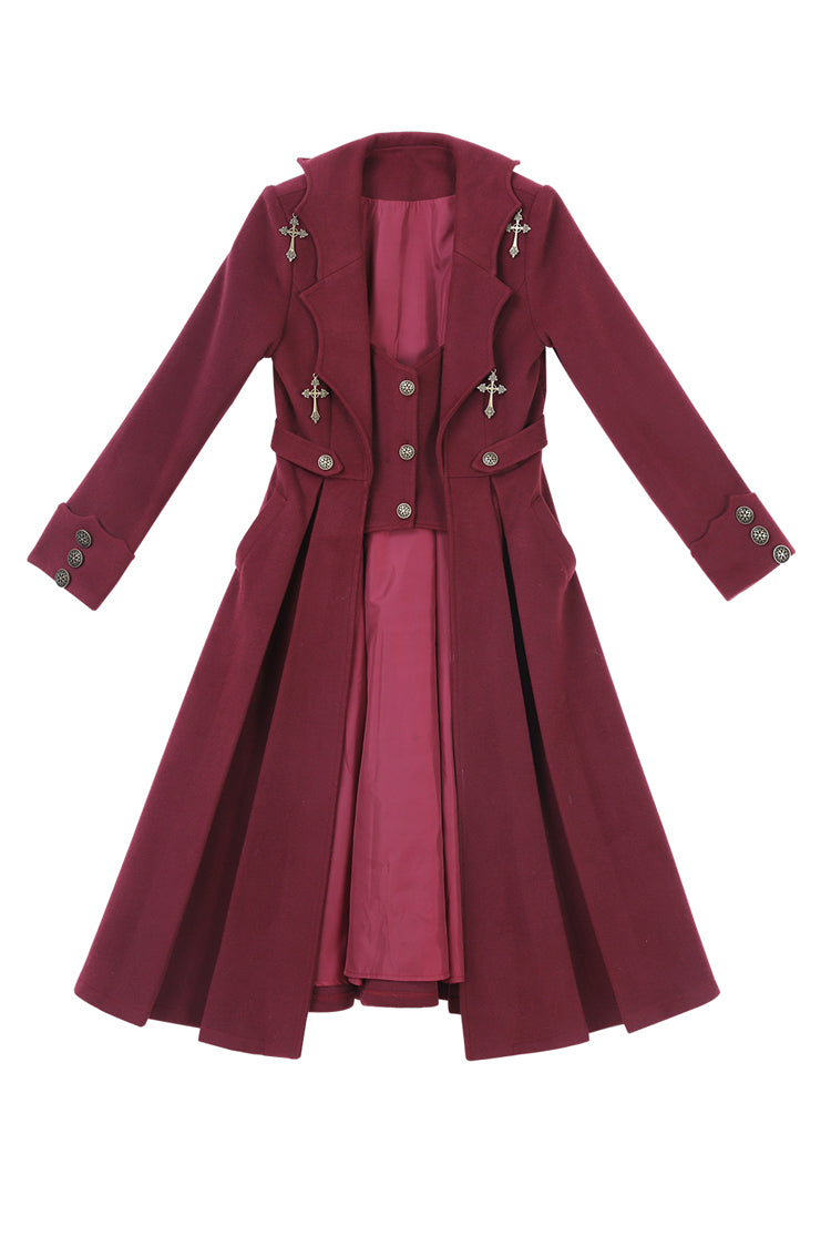 Crimson The Legend of Dracula Bat Collar Long Sleeve Prince Handsome Ouji Lolita Overcoat