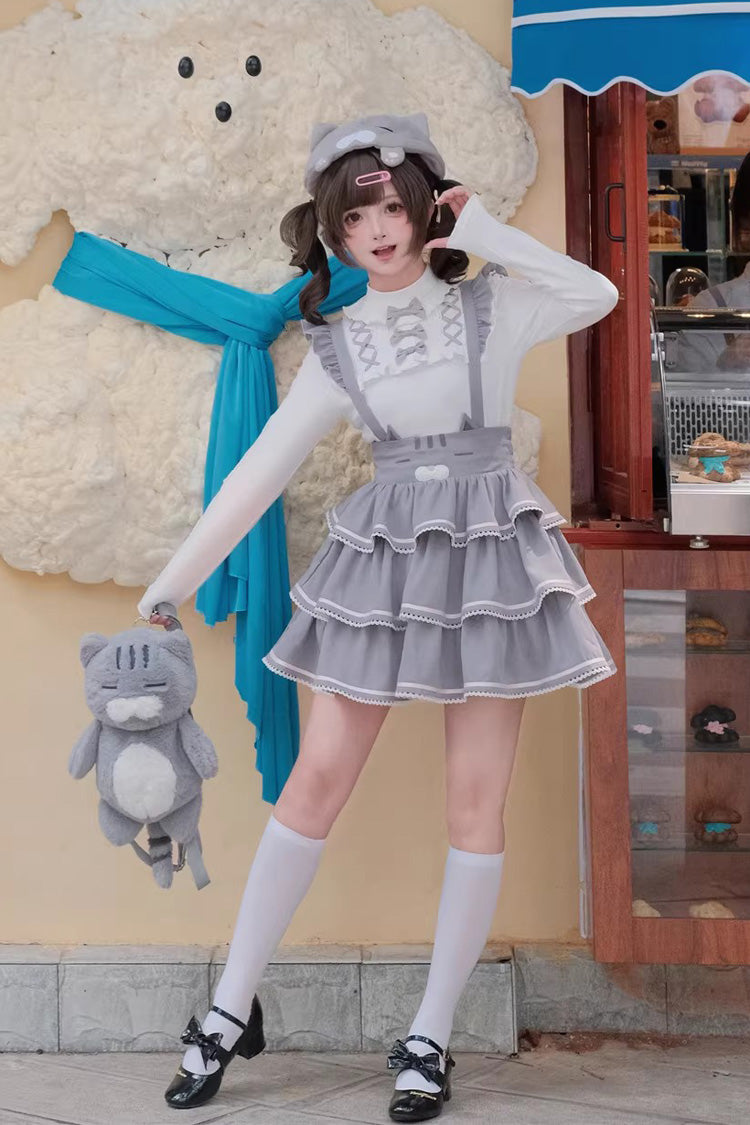 Ash Sweet Suspender Dress with Triple-Layered Ruffles