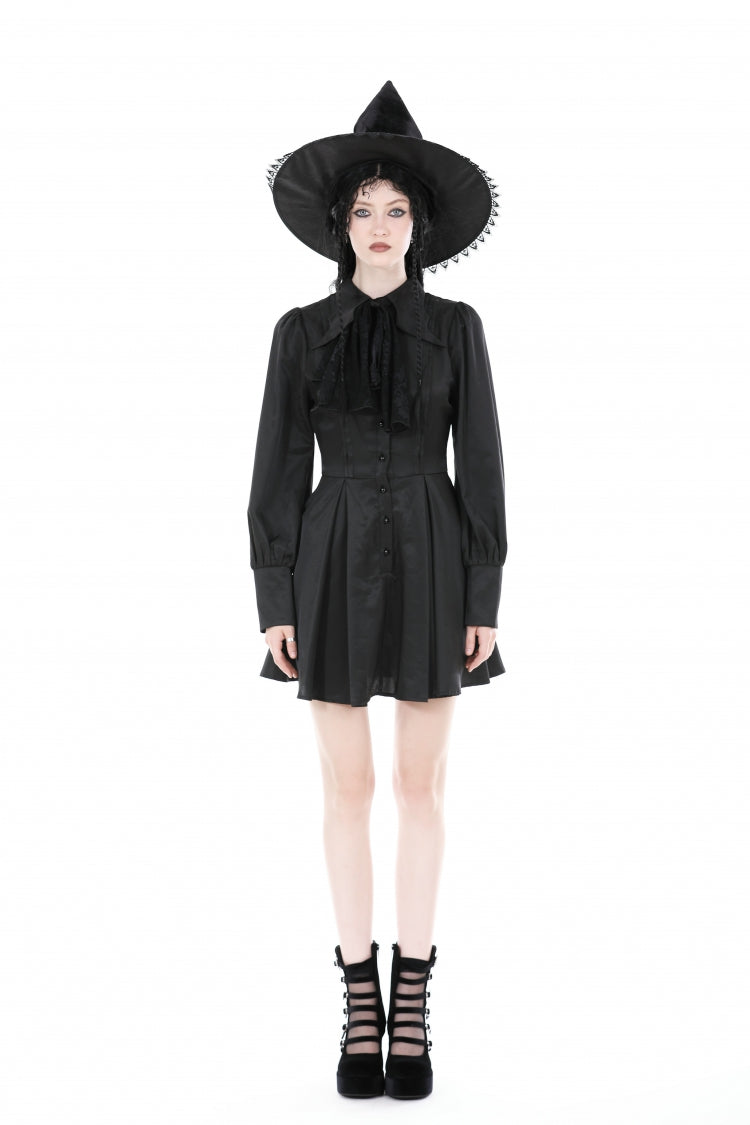 Gothic Dress with Lantern Sleeves and Necktie