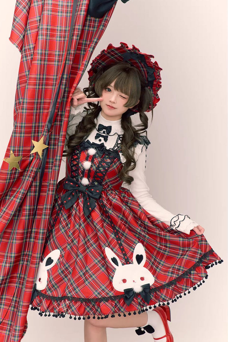 Scarlet Witch Gargamel Square Neck Sleeveless Printed Ruffled Bow Laced Gothic Jumper Dress
