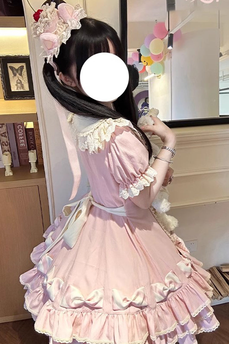 Striped Multi-Tier Ruffle Bow Princess Lolita Layered Dress