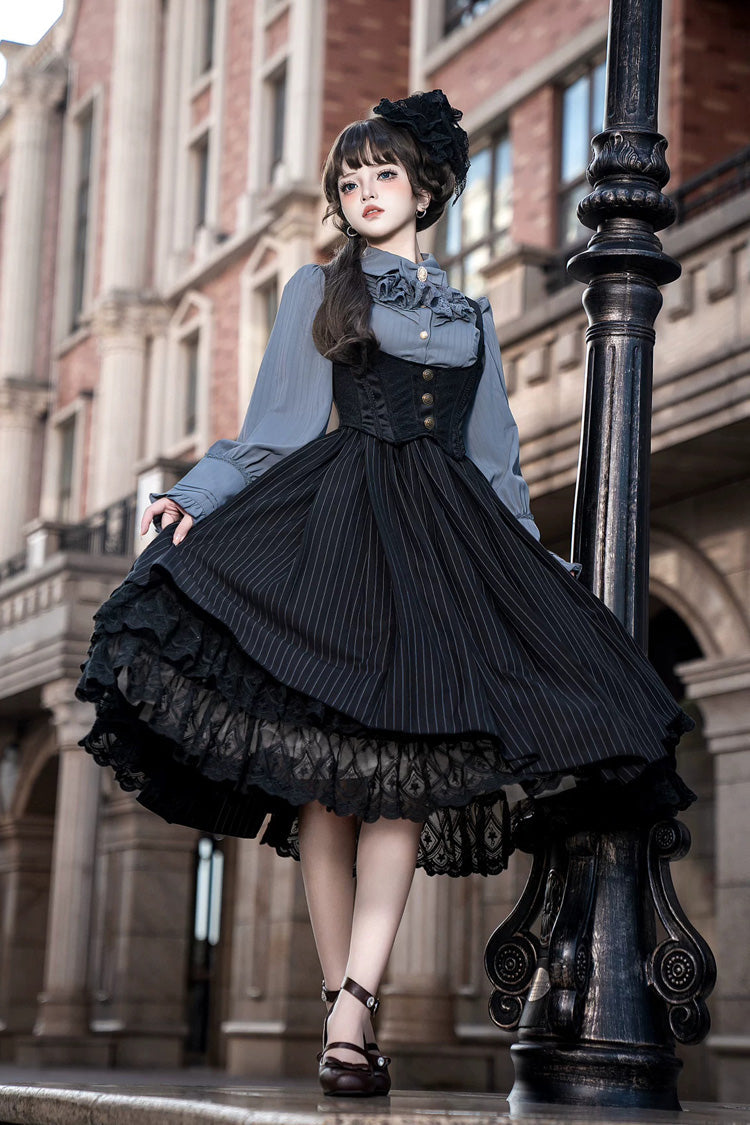 Dreamlike Realm Sleeveless Printed Ruffled Embroidered Corset Elegant Sweet Lolita JSK Dress