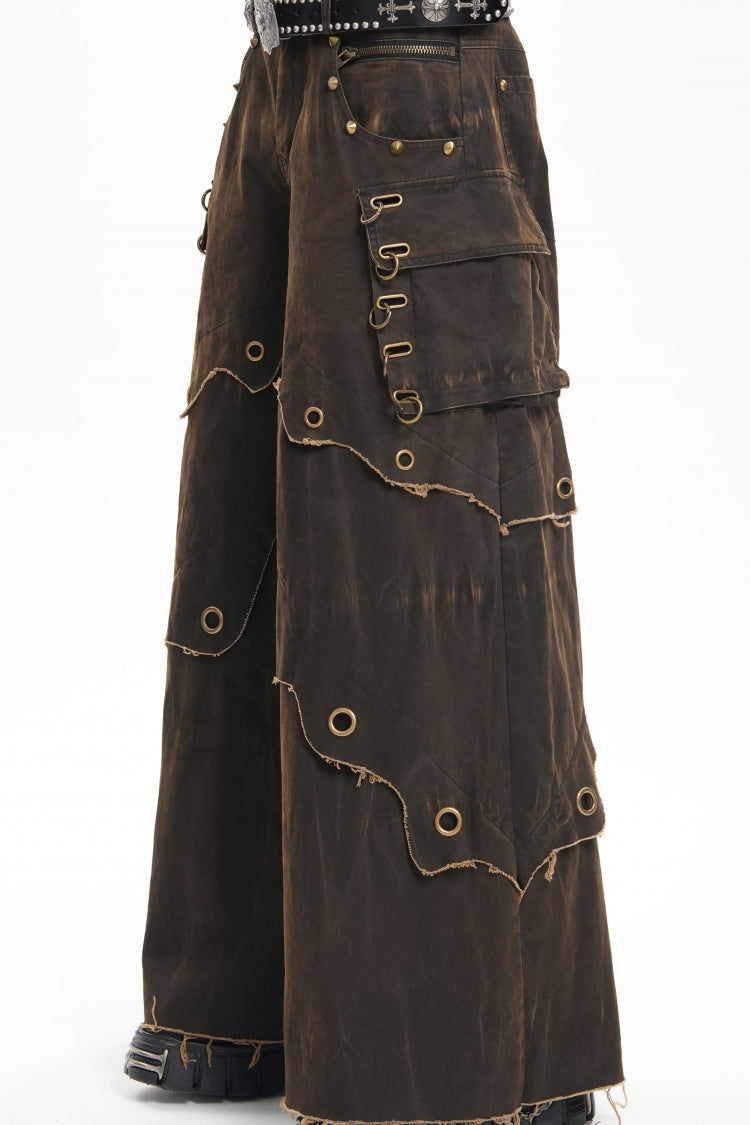 Men's Gothic Trousers with Eyelet Details and Pockets
